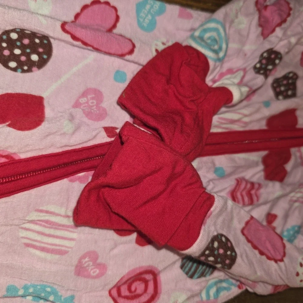 Little Sleepies Baby Girls 3-6 Months Pink Love Hearts Footie Sleeper PJs